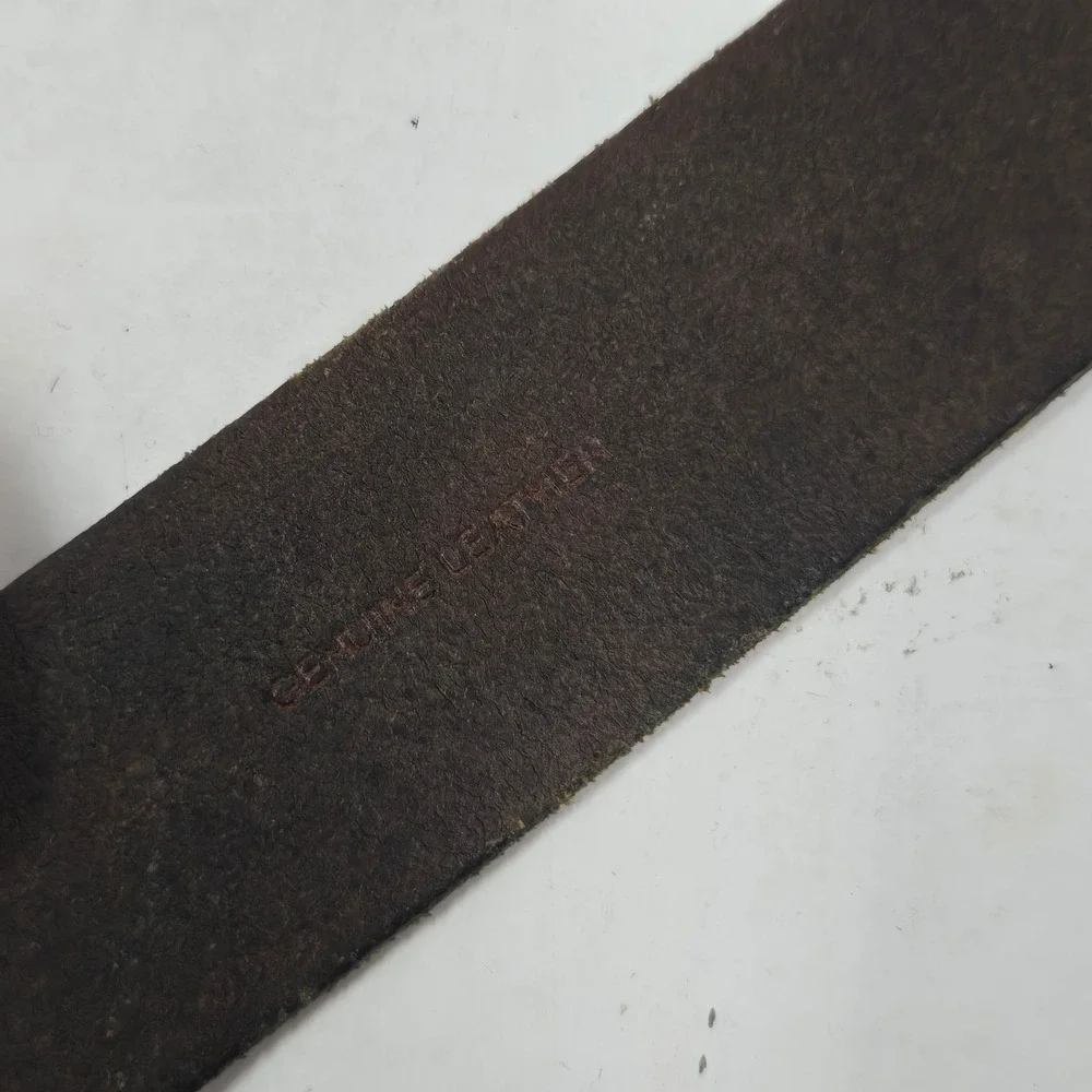 American Eagle Mens Brown Leather Belt Stars‎ and Stripes Embossed Size 36-38